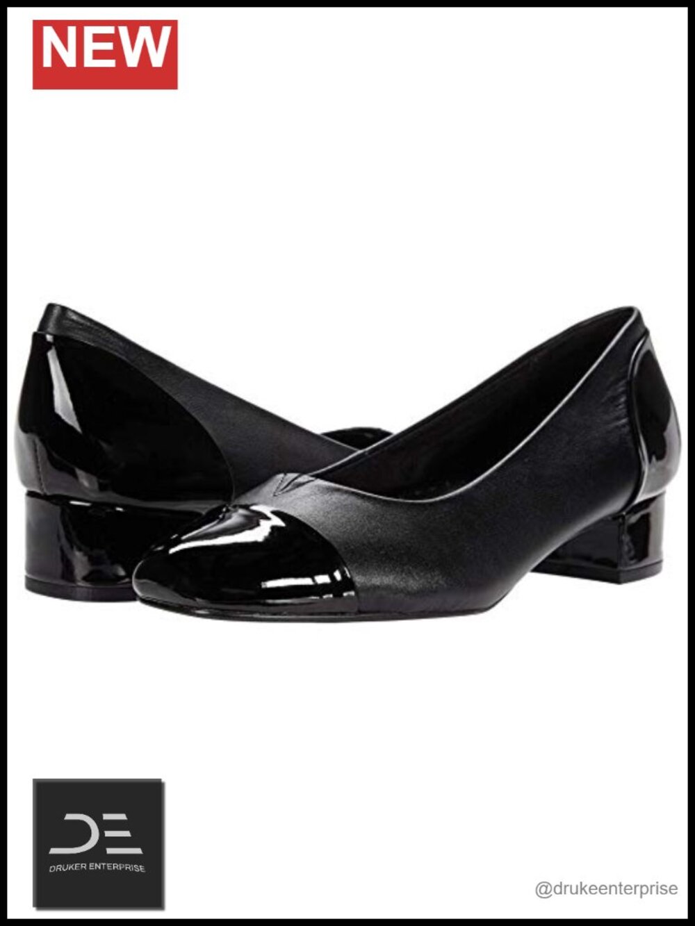 Slip-On Cap Toe Block Heel Pumps Leather Women's Shoes